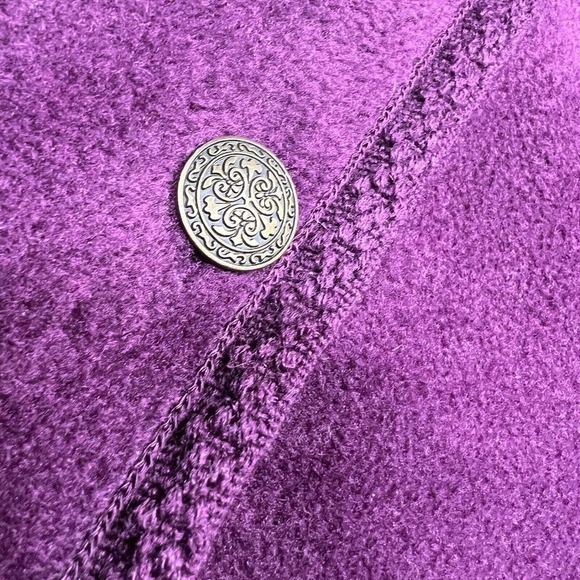Vintage North Crest Fleece Sweater Cardigan Embroidered Floral Purple Sz 14/16W - Picture 6 of 10